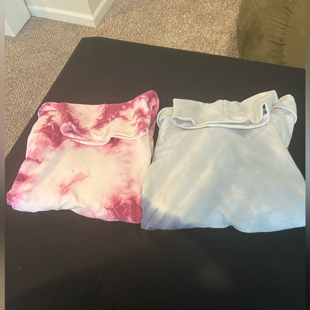 Set of two Pink brand tie dye sweatshirt with mockneck